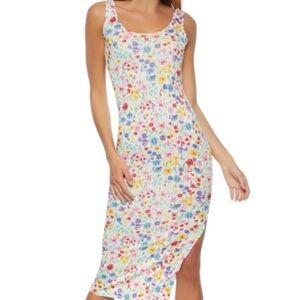 Jolie and Joy floral midi ribbed knit tank midi dress NWOT